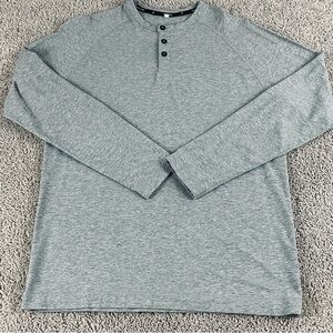 Public Rec Go-To Long Sleeve Henley Shirt Mens M Heather Gray Pima Cotton 204
